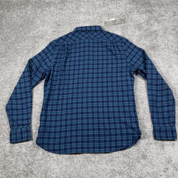 Jachs Flannel Shirt Mens Medium Button Down Plaid Soft Stretch Blue NWT - Picture 9 of 14